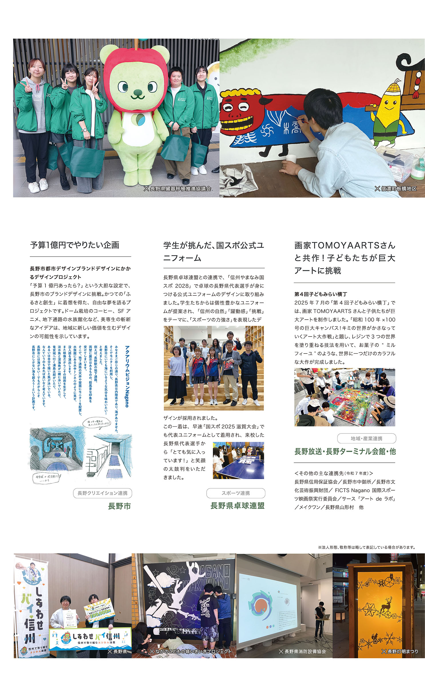 信州やまなみ国スポ卓球ユニフォームデザインなど地域連携活動の紹介を紹介する社学連携ページ