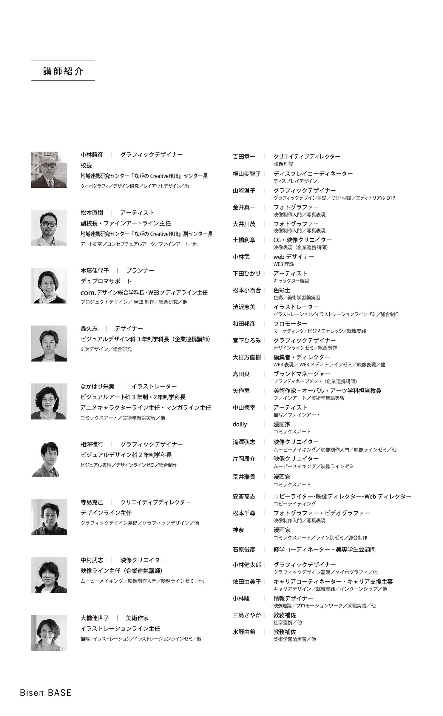 長野美術専門学校の教員紹介